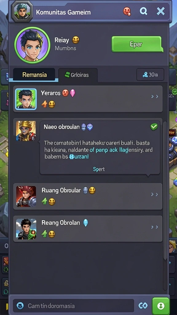 Deskripsi fitur sosial untuk berinteraksi dengan pemain lain.