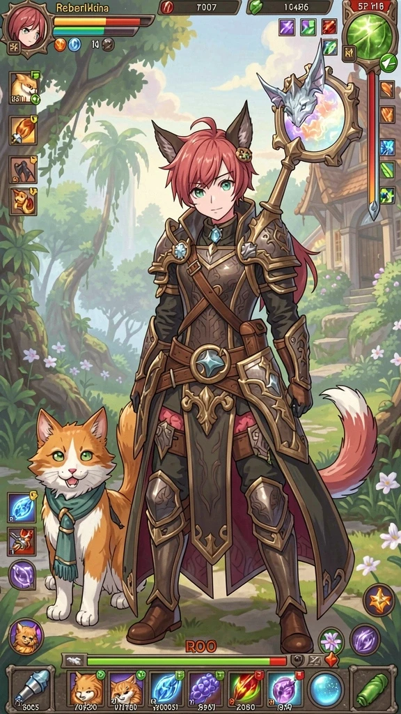Screenshot karakter heroik dalam game.