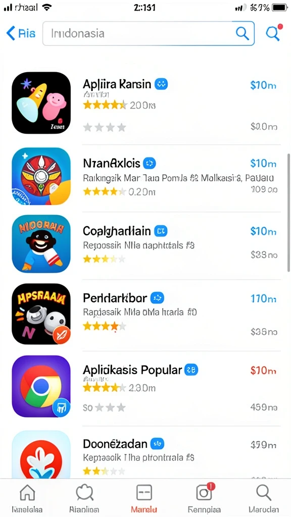 Menu kategori permainan yang beragam dan mudah diakses.