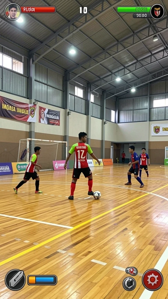 Karakter dengan kostum dan senjata unik.